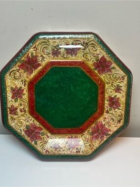 Vintage 2002 C. R. Gibson Christmas Paper Plates 50 Count Octagonal